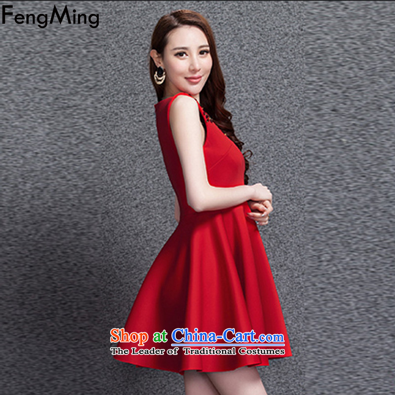 Hsbc Holdings plc European Large Site Ming vest skirt autumn and winter 2015 annual meeting of the small dress uniform bride space on-chip cotton dress red XL, HSBC Holdings plc (fengming ming) has been pressed shopping on the Internet