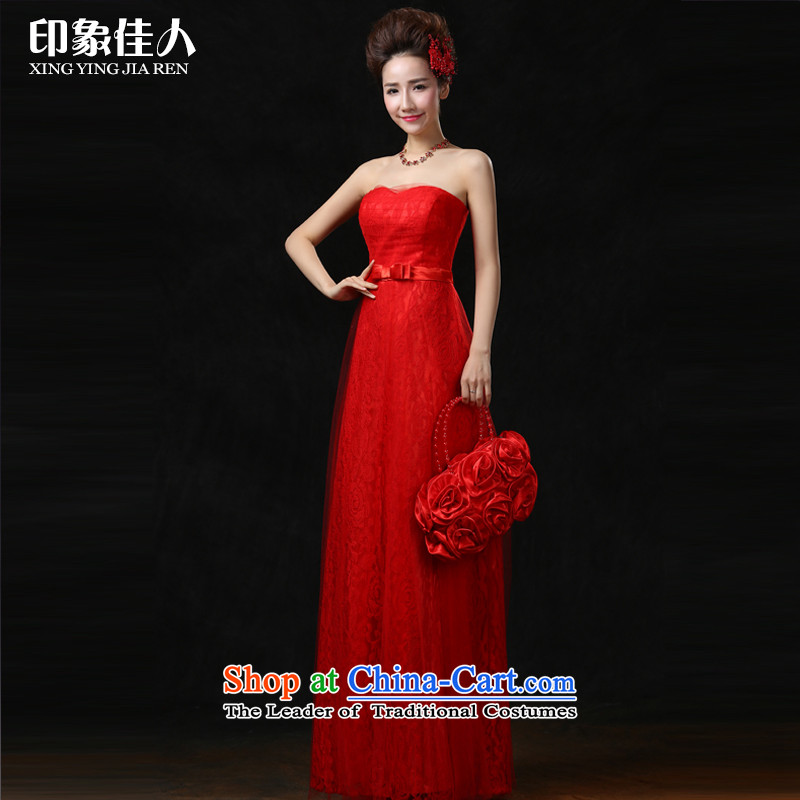 The new 2015 better impression stylish anointed chest lace dress brides Sau San wedding dress red bride bows services long red can be made , starring impression shopping on the Internet has been pressed.
