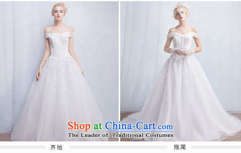 2015 Autumn and winter new word shoulder wedding dresses on Korean-style package your shoulders to an idyllic wedding Flower Fairies