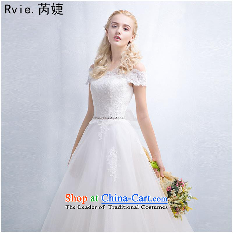 The 2015 autumn and winter new Korean minimalist bride shoulders and chest lace graphics to align the word thin shoulders wedding dresses according to American, XL, White (leyier) , , , shopping on the Internet