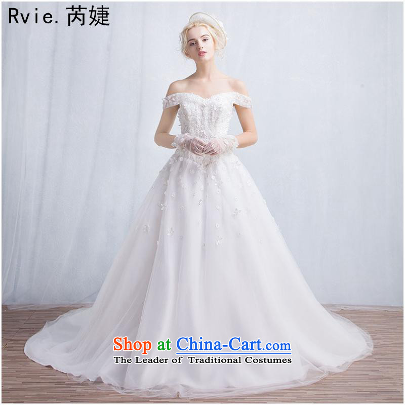 2015 Autumn and winter new word shoulder wedding dresses on Korean-style package shoulder tail idyllic wedding Flower Fairies trailing M, in accordance with the (leyier Lok) , , , shopping on the Internet