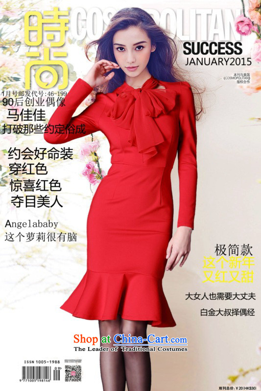 Leap 916#2015 Kai Ying Yang spring bow ties with long-sleeved Sau San package and crowsfoot skirt dresses dress skirt red L picture, prices, brand platters! The elections are supplied in the national character of distribution, so action, buy now enjoy more preferential! As soon as possible.