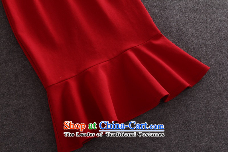 Leap 916#2015 Kai Ying Yang spring bow ties with long-sleeved Sau San package and crowsfoot skirt dresses dress skirt red L picture, prices, brand platters! The elections are supplied in the national character of distribution, so action, buy now enjoy more preferential! As soon as possible.