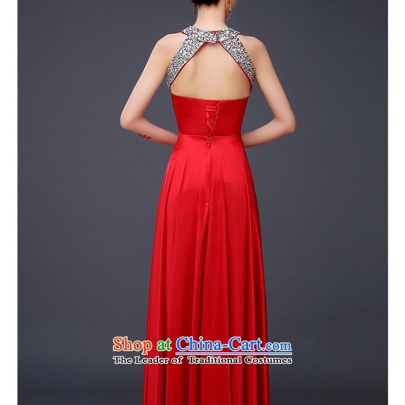 On the following new bride toasting champagne 2015 service banquet dress evening dress autumn and winter red stylish diamond Sau San long red on risk has been pressed XXL, shopping on the Internet
