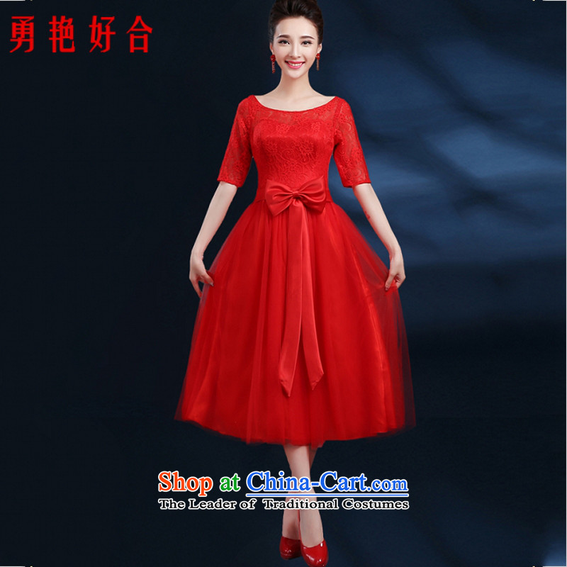 Yong-yeon and 2015 New fall inside the pink dresses in bridesmaid long banquet dinner dress winter red?XXL