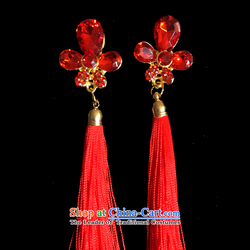 The Friends of the bride wedding dresses qipao marriage accessories earrings Korean brides edging earrings Chinese Antique water drilling no Kungkuan earrings Ear Clip B, Lan-yi (LANYI) , , , shopping on the Internet