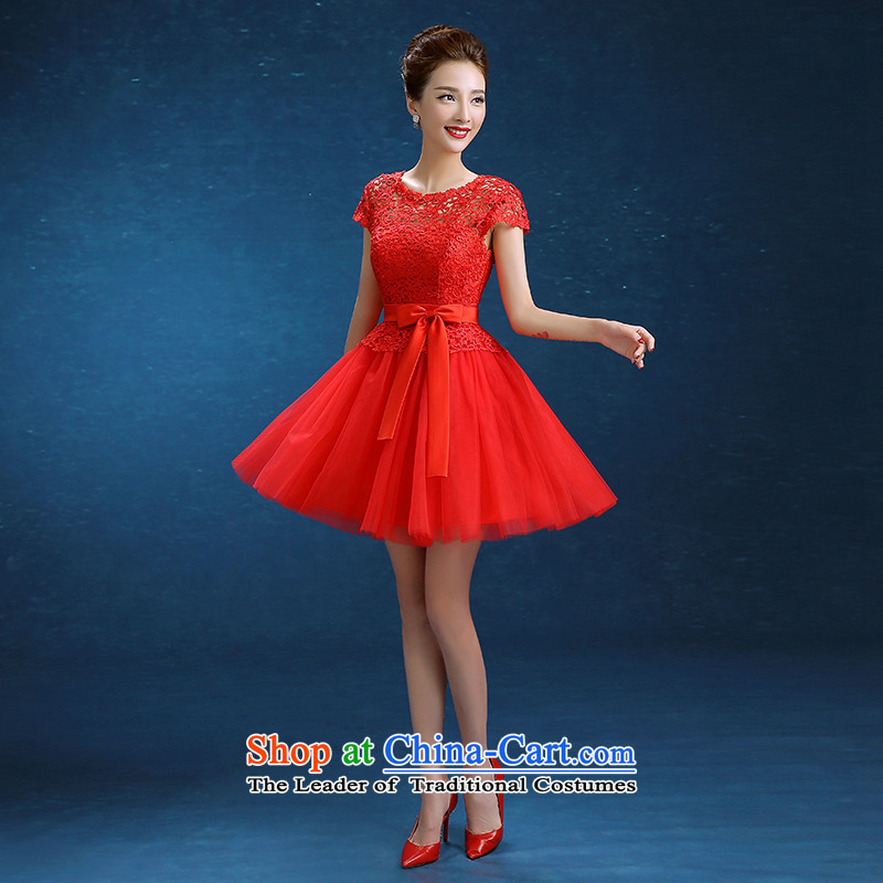 Toasting champagne bride services 2015 autumn and winter new Korean Red shoulders short of marriages for larger video thin red dress is embroidered bride.... XL, online shopping