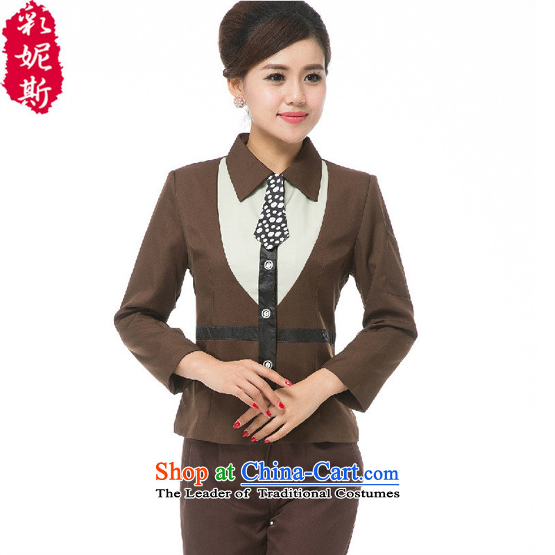 The Black Butterfly houseekeeping service long-sleeved clothing room attendant female autumn and winter load clean install PA hotel Brown _T-shirt_ XXL