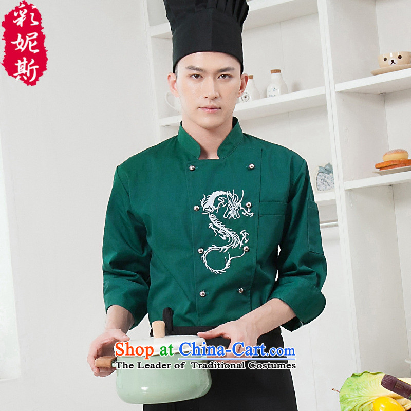 The Black Butterfly 2015 long-sleeved autumn and winter Men Hotel food & beverage hotel chefs workwear chef-black (T-shirt vocational + apron) XXL,A.J.BB,,, shopping on the Internet