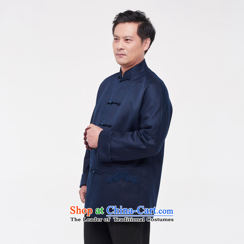 The shirt really wooden men loaded 2015 autumn and winter new ethnic Chinese tunic 0905 10 deep blue XL, Wood , , , the true online shopping