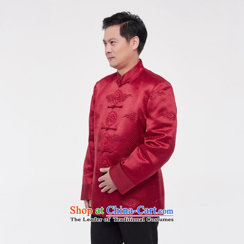 The shirt really wooden men Tang dynasty 2015 autumn and winter New Silk Chinese tunic 43202 04 deep red wood really a , , , XXXL, shopping on the Internet