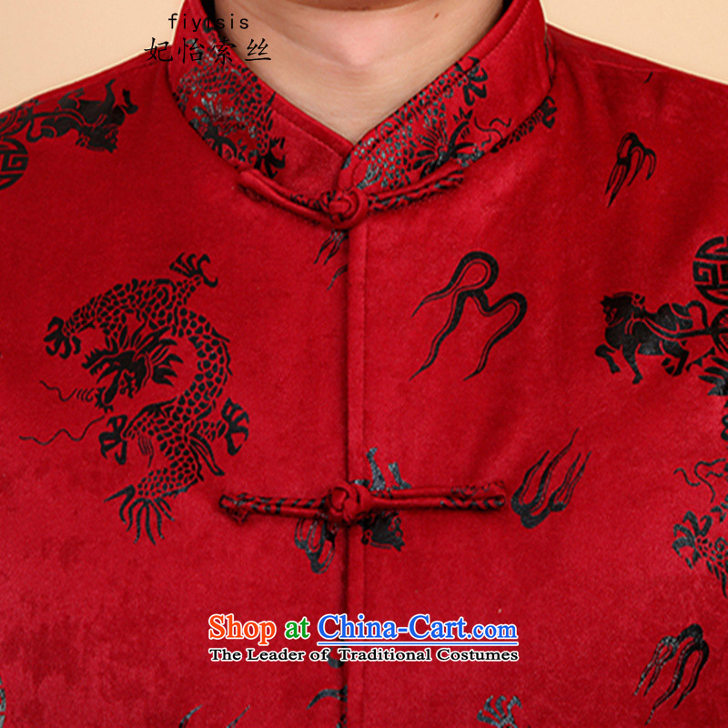 Princess Selina Chow (fiyisis) Men Tang Jacket coat of autumn and winter of older people in the Cotton Tang Dynasty Chinese long-sleeved jacket red XL/175, thick Princess Selina Chow (fiyisis) , , , shopping on the Internet