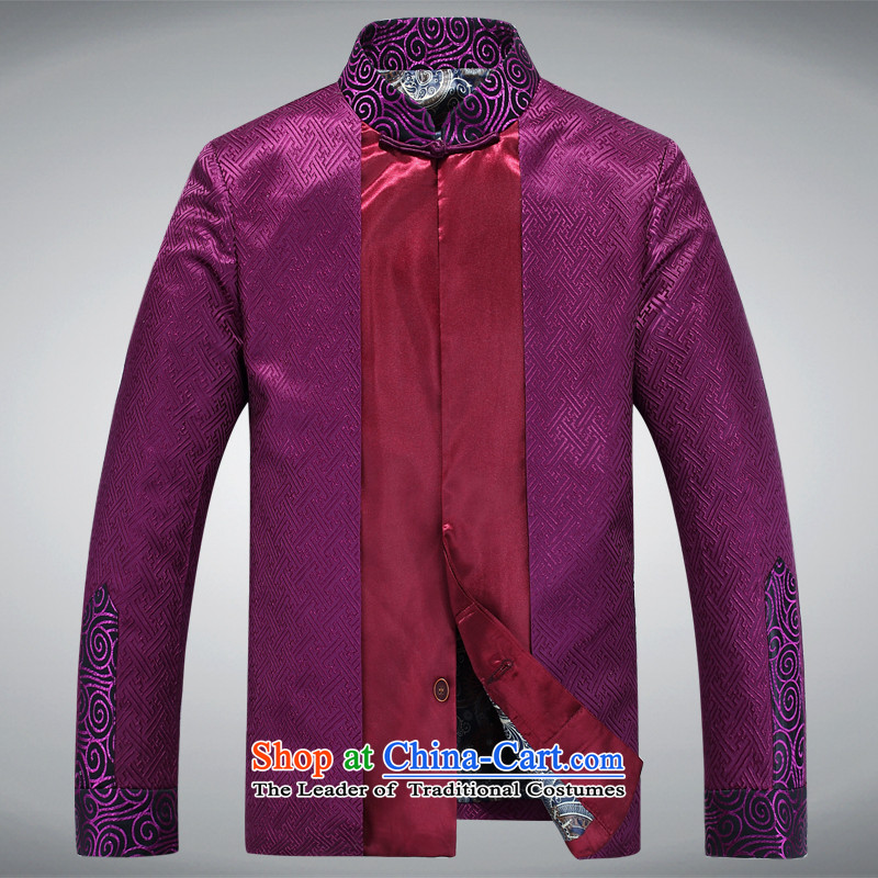 In elderly men jacket coat collar middle-aged man Tang dynasty silk Tang casual jackets gold XXL, father-hi concentric , , , shopping on the Internet