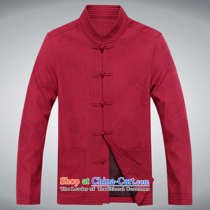 Tang dynasty China wind 2015 autumn and winter New Man Fu Shou long-sleeved pure cotton jacket red XXXL, Tang-hi concentric , , , shopping on the Internet