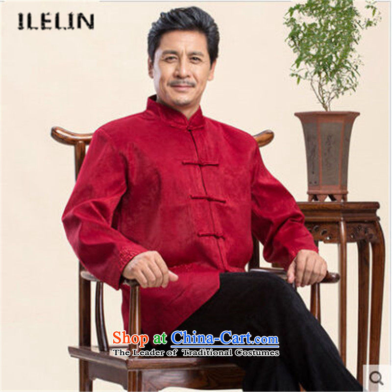 Ilelin2015 autumn and winter New China wind Men's Mock-Neck retro long-sleeved jacket from older Tang larger father brown shirt XXXL,ILELIN,,, jacket shopping on the Internet