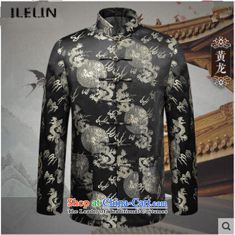 Ilelin2015 autumn and winter new long-sleeved Men's Mock-Neck elderly people in the Chinese Tang dynasty birthday China wind retro grandfather Han-jacket HUANGLONG 190,ILELIN,,, shopping on the Internet