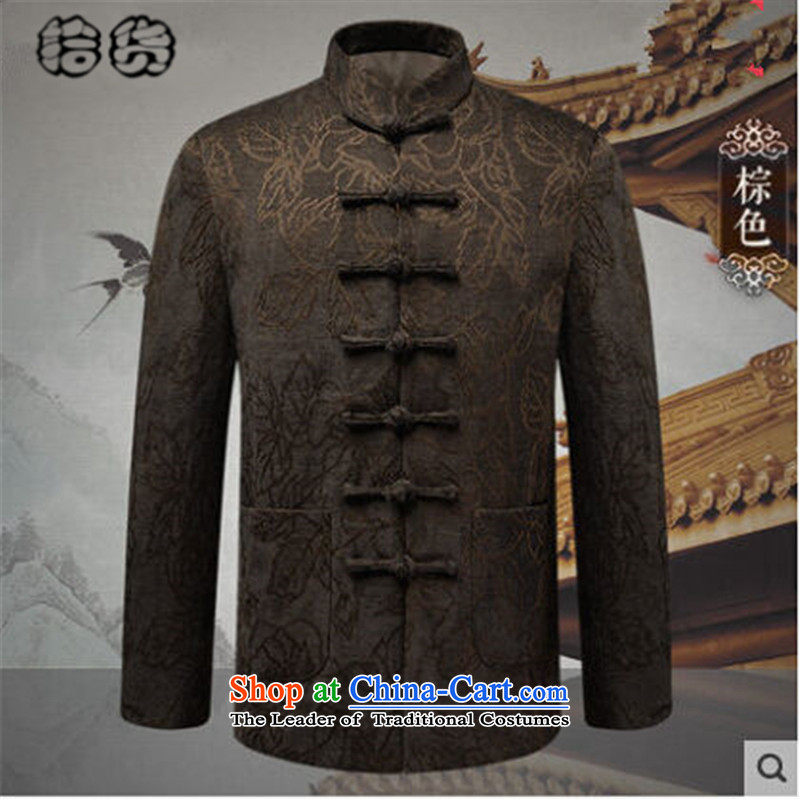 Pick the 2015 autumn and winter New China wind men Tang Gown long sleeve jacket coat in older Chinese collar father tray clip black jacket 185 pickup (shihuo) , , , shopping on the Internet
