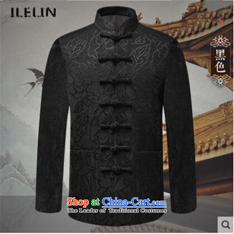 Ilelin2015 autumn and winter New Men China wind long-sleeved jacket in Chinese elderly retro collar father Tang blouses brown 170,ILELIN,,, shopping on the Internet