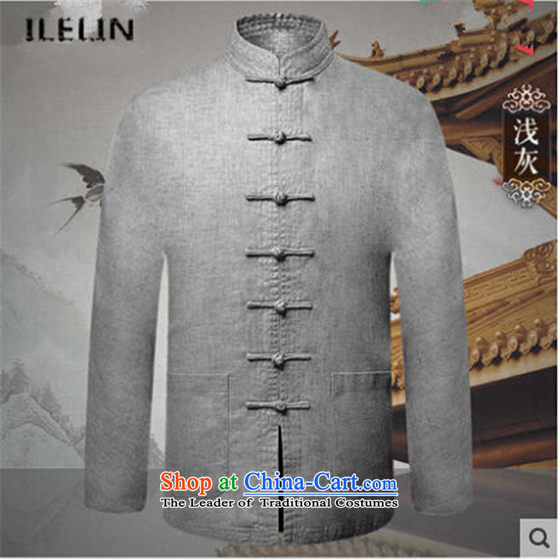 Ilelin2015 autumn and winter in the new age of nostalgia for the long-sleeved jacket Chinese leisure Tang pockets father Han-improved cardigan gray 190,ILELIN,,, shopping on the Internet