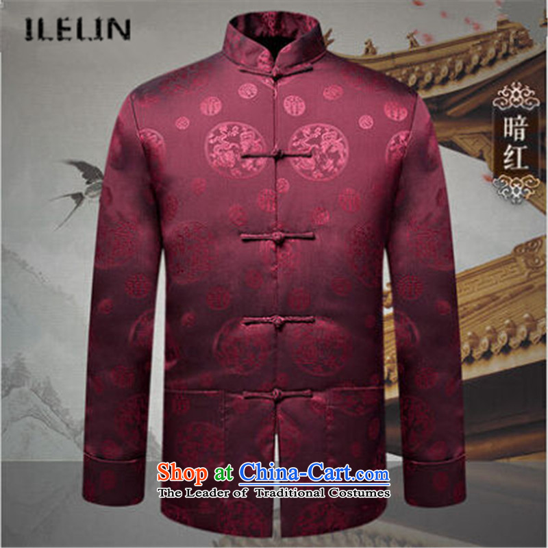 Ilelin2015 autumn and winter new long-sleeved men father Han-chinese improvements in older retro jacket collar leisure Tang blouses black 180,ILELIN,,, shopping on the Internet