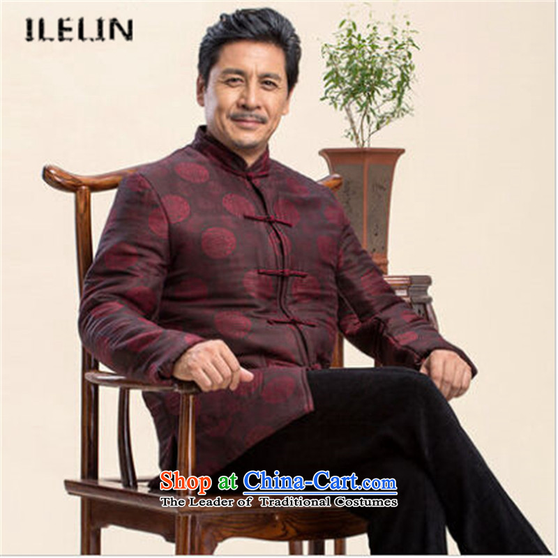 Ilelin2015 autumn and winter New China wind in long-sleeved jacket older father Tang Chinese antique grandfather leisure Mock-Neck Shirt Brown 185,ILELIN,,, shopping on the Internet