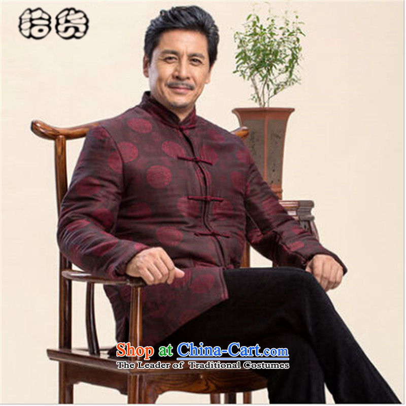 Pick the 2015 autumn and winter New China wind load father men jacket coat the elderly in the Tang Dynasty Grandpa Tray Tie long-sleeved jacket coat of older persons in the context of international (brown shihuo shopping on the Internet has been pressed.)
