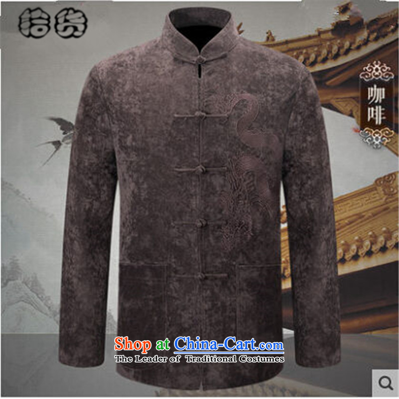 Pick the 2015 autumn and winter new retro men grandfather Replacing the Solid Color Tang Blouses China wind Chinese Disc detained collar long-sleeved father replacing men's jackets XXL, red pick (shihuo) , , , shopping on the Internet