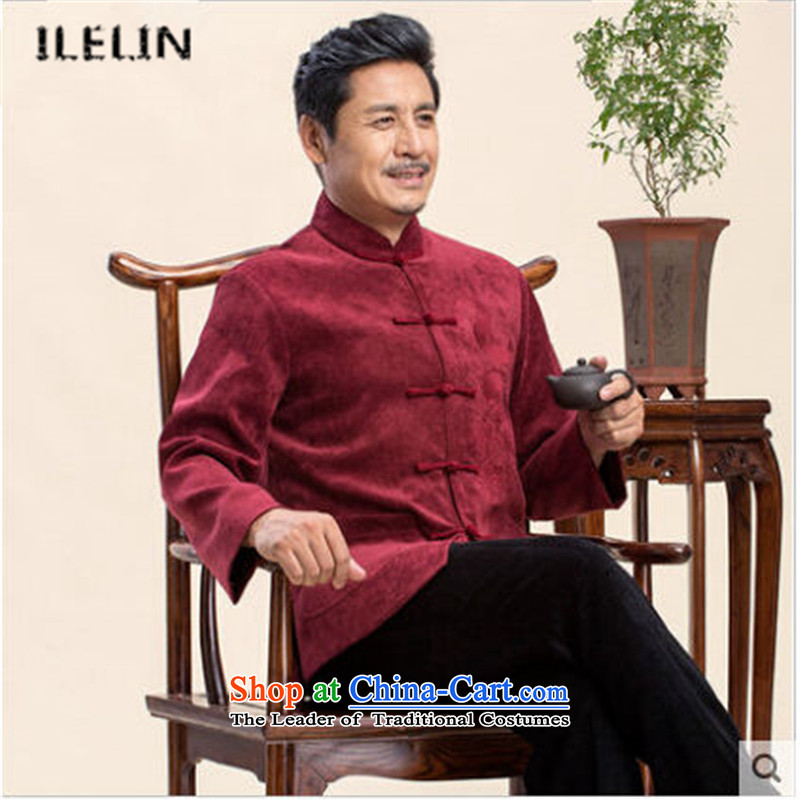 Ilelin2015 autumn and winter New China wind large long-sleeved blouses, Father Tang older retro collar grandpa leisure jacket coffee M,ILELIN,,, shopping on the Internet