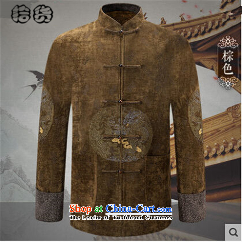 Pick the 2015 autumn and winter New China wind retro fitted men Tang father jacket coat of older persons collar embroidered patterns long-sleeved blouses RED M, Father pickup (shihuo) , , , shopping on the Internet