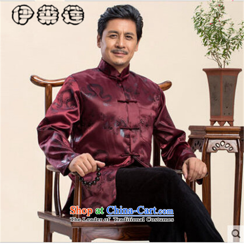 Hirlet Ephraim聽fall 2015, older persons in the thin cotton large China wind Tang Dynasty Men's Mock-Neck Shirt relaxd jacket men casual jacket聽, dark red 185, Ephraim ILELIN () , , , shopping on the Internet