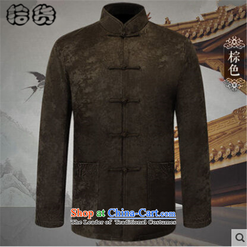 The 2015 autumn and winter pick the new and old age are larger men father replacing retro Tang casual collar long sleeve jacket coat of older persons Father Brown XXL, Blouses (shihuo pickup) , , , shopping on the Internet