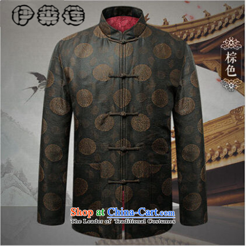 Hirlet Ephraim autumn 2015 replacing Tang Dynasty Chinese collar embroidery round lung long-sleeved shirt butted to increase older emulating silk leisure Tang jackets brown 190, Yele Ephraim ILELIN () , , , shopping on the Internet