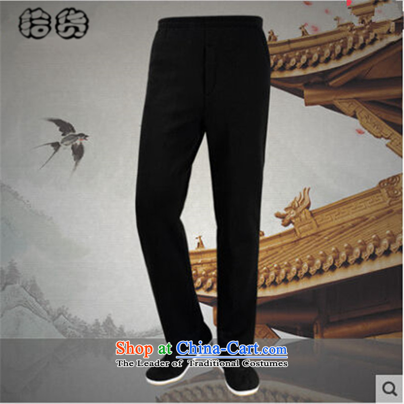 Pick the 2015 autumn and winter New China wind elderly men outside the Tang Dynasty Bonfrere looked as casual wear warm thickened the lint-free in older grandpa replacing pant straight legged pants black velvet , L, pickup volume plus (shihuo) , , , shopp