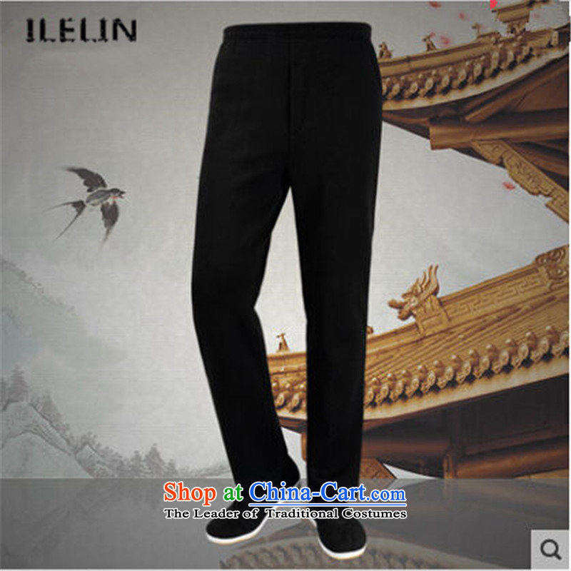 Ilelin2015 autumn and winter in the new large older loose pure color long pants China wind retro father Tang dynasty casual pants and black velvet XL,ILELIN,,, shopping on the Internet