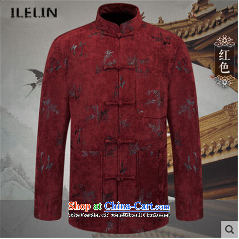 Ilelin2015 autumn and winter in the new age of Chinese Antique collar long-sleeved jacket Tang China wind father leisure shirt red  XXXL,ILELIN,,, shopping on the Internet