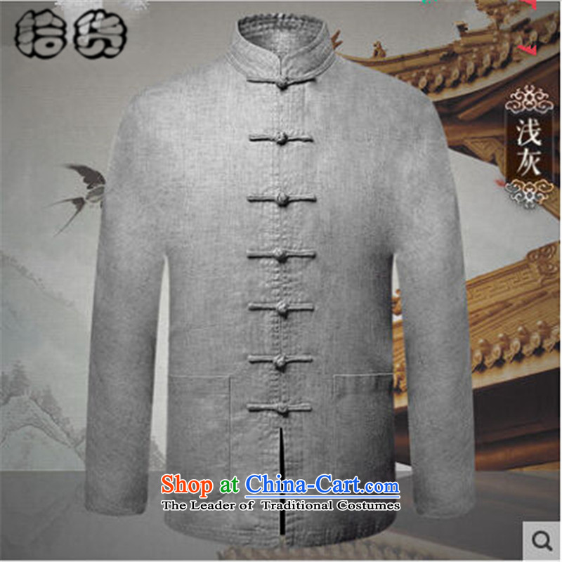 The 2015 autumn and winter pick the new and old age are larger men Tang Jacket coat leisure of long-sleeved Chinese disc loading dad detained China wind Tang blouses gray 175L, pickup (shihuo) , , , shopping on the Internet