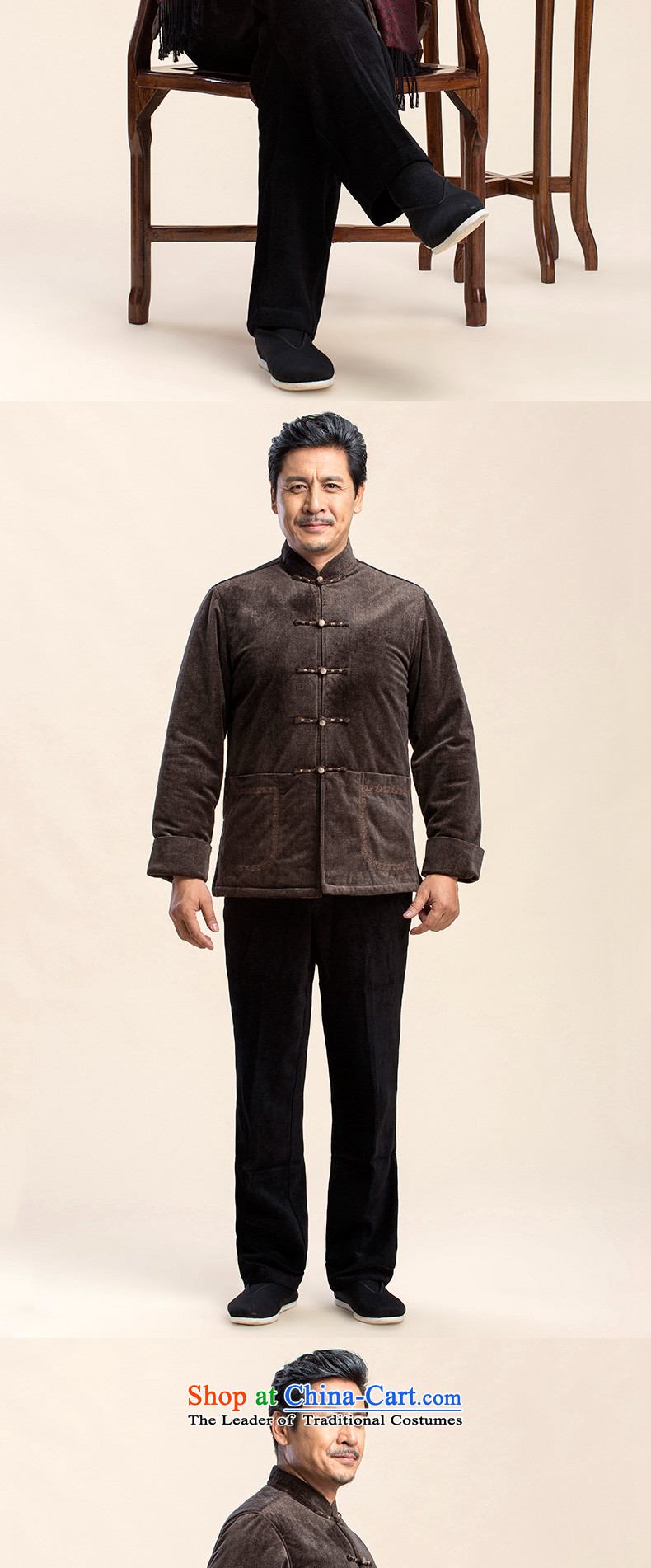 Hirlet Ephraim 2015 Fall/Winter Collections Tang jacket men of older people in long-sleeved jacket pocket pure color is detained father replace national minimalist retro shirt jacket brown XXXL picture, prices, brand platters! The elections are supplied in the national character of distribution, so action, buy now enjoy more preferential! As soon as possible.