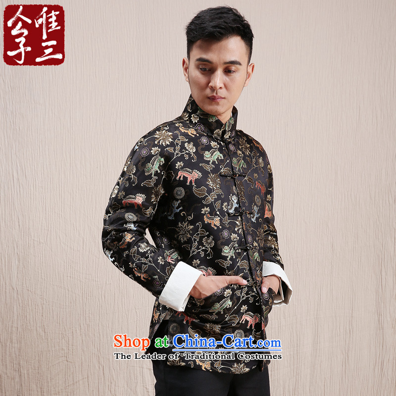 Cd 3 model unicorn auspicious China wind silk gowns leisure Tang Dynasty Chinese men and national costumes autumn and winter coats 185/100A(XXL), black CD 3 , , , shopping on the Internet