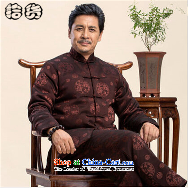 The 2015 autumn and winter pick the new and old age are large grandfather men loaded men long-sleeved jacket coat grandfather Tang replacing birthdays wedding dress Tang dynasty dark red 175, Volume (shihuo pickup) , , , shopping on the Internet