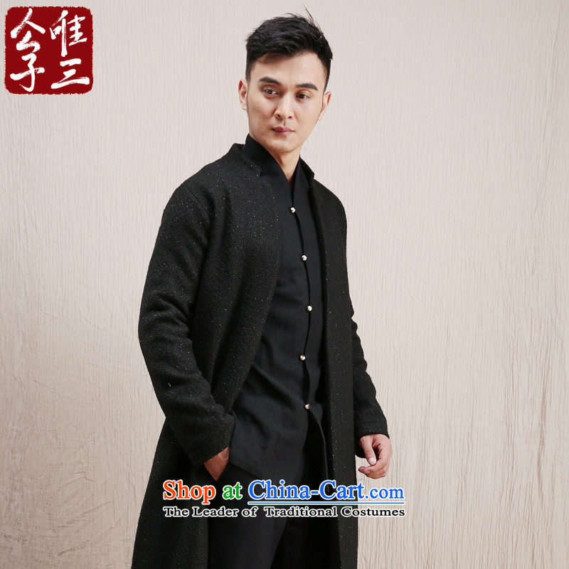 Cd 3 model long song China wind wool? Long mantle maximum use of Tang Dynasty Chinese Jacket Han-autumn and winter thick black silver?165_84A_S_ Hyun