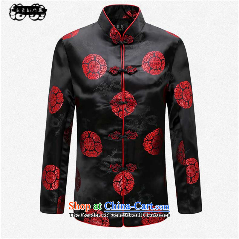 Pick the 2015 autumn and winter older women and men in the new taxi couples Tang long-sleeved blouses birthday birthday of the stamp of the elderly Chinese high-end classic black jacket men M pickup (shihuo) , , , shopping on the Internet