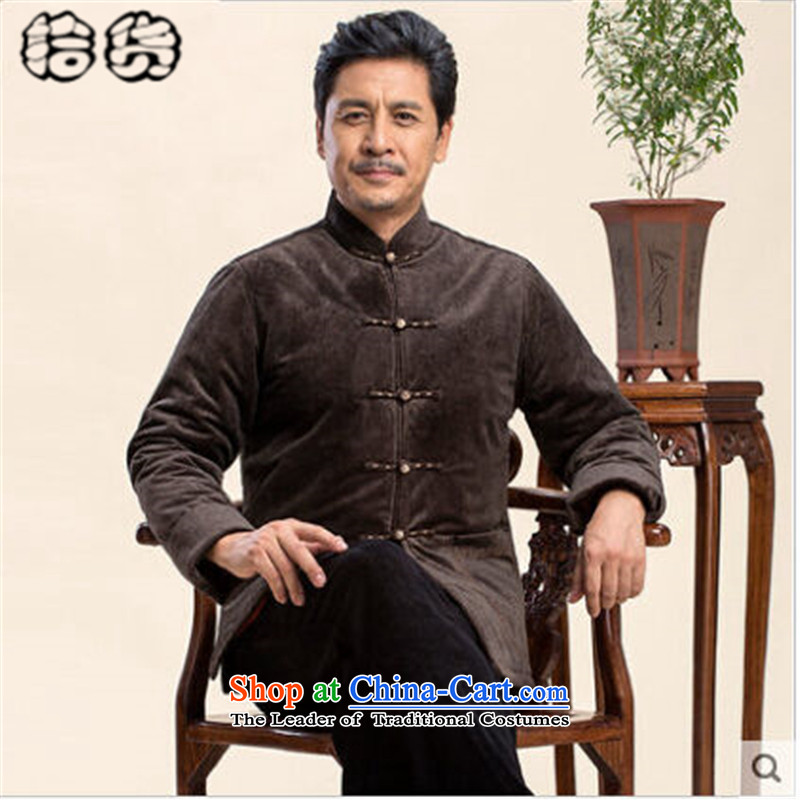 The 2015 autumn and winter pick the new elderly men's large Chinese Tang jackets men long-sleeved Chinese dress jacket with Father Tang older dress brown XL, pickup (shihuo) , , , shopping on the Internet