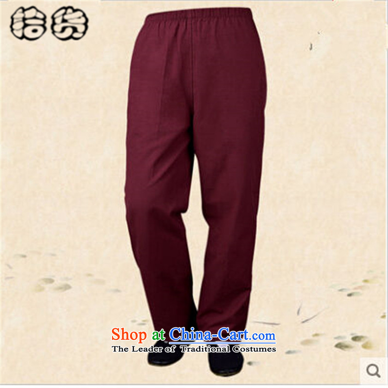 The 2015 autumn and winter pick the new and old age are larger men casual pants retro Chinese old folk weave China wind men Tang pants elastic waist casual pants brown 170, pickup (shihuo) , , , shopping on the Internet