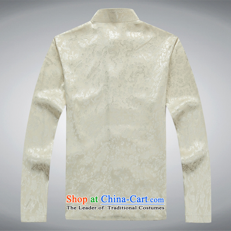 The Tang dynasty Chinese long-sleeved kit silk tie of ethnic elderly disc shirt father replacing ink-gray T-shirt, L'YI (MORE shopping on the Internet has been pressed.
