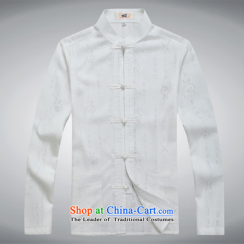 The fall of Tang Dynasty thick cotton linen male Kit Chinese tunic jacket men in older replacing father grandfather boxed Han-white T-shirt , a gray T-shirt-hi concentric , , , shopping on the Internet