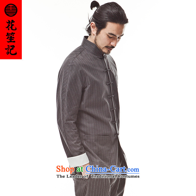 His Excellency spend a note national retro China wind unicorn embroidery streaks Tang Dynasty Men's Mock-Neck long-sleeved old youth in the autumn of dark gray 175/88A, Flower (HUSENJI Polisario) , , , shopping on the Internet