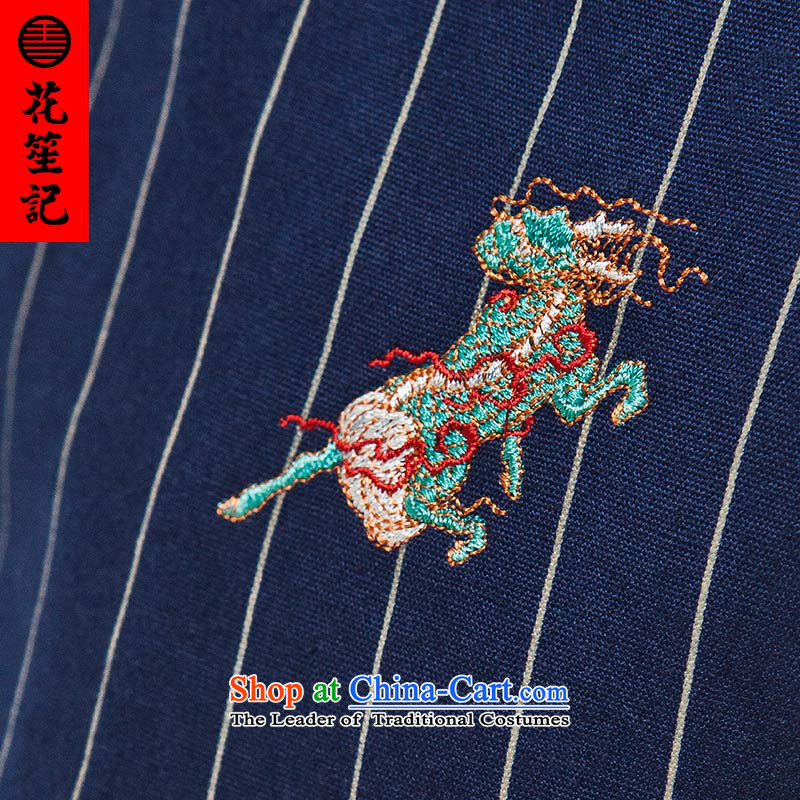 His Excellency spend a note national retro China wind unicorn embroidery streaks cotton Tang Dynasty Chinese youth men of nostalgia for the autumn sky blue (His Excellency 180/92A, flower HUSENJI) , , , shopping on the Internet