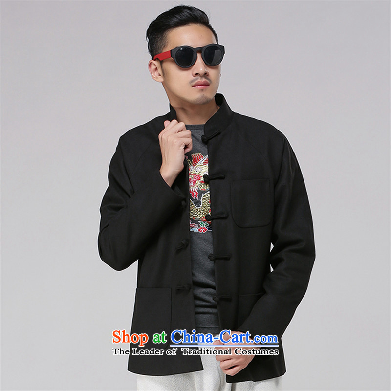 China wind new improvements m2monline2015 Tang tray detained men fall_winter coats of collar cardigan national costumes black L