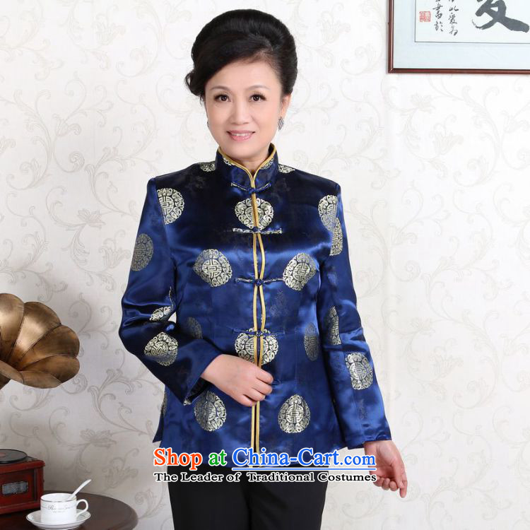 The elderly in the long-sleeved jacket Tang China wind classic wedding dresses made couples blue female M picture, prices, brand platters! The elections are supplied in the national character of distribution, so action, buy now enjoy more preferential! As soon as possible.
