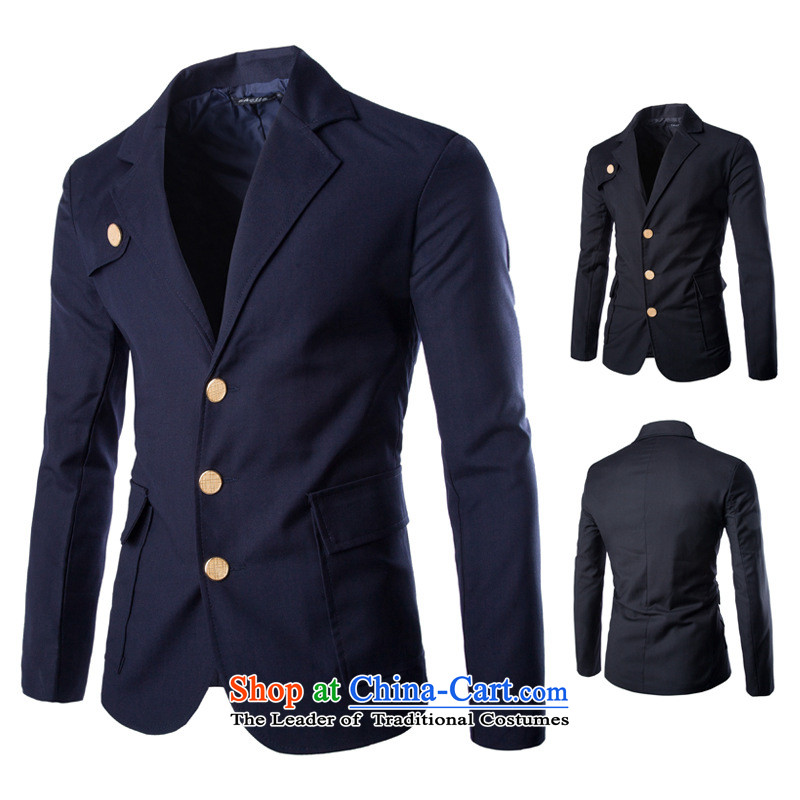 2015 Autumn and Winter, foreign trade payment small business suit Chinese tunic three slimming tablets single row detained pure color black M and suit X819 rvie. Jie () , , , shopping on the Internet